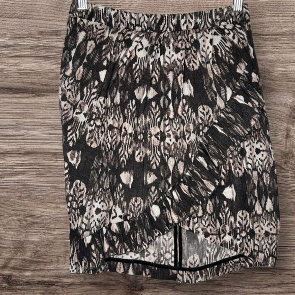 H&M Ruffle Skirt: Shimmery Abstract Print